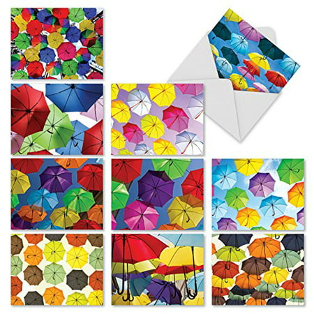 'M2331TYG FLYING UMBRELLAS' 10 Assorted Thank You Notecards Featuring Colorful and Delightful Images of Umbrellas Flying High Through the Air with Envelopes by The Best Card (Best Air Cards For Laptops)