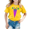 thumbnail image 1 of AJIWYH Polos d'Uniforme pour Filles, T-Shirt Décontracté Imprimé à Col Rond à Manches Courtes pour Filles T-Shirt Chemise Décontractée, Polo pour Filles de 6-7 Ans, Jaune, 1 of 4