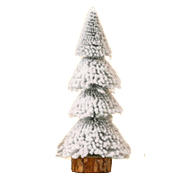 Christmas Tree 5.91inch Artificial Christmas Trees Tower-shaped Flocked Cedar Miniature Christmas Trees Snow Frost Ornaments With Wooden Bases For Christmas Party Table Top Decor Winter Crafts