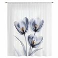 thumbnail image 2 of Light Grey Tulip Sheer Curtains 45 Inches Long, Rustic Elegant Floral Botanical Light Filering Curtains, Breathable Simi Curtain Privacy Drapes for Kitchen Bathroom Lightweight Small Window Treatment, 2 of 9