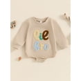thumbnail image 2 of Suealasg Newborn Baby Boys Fall Romper Long Sleeve Round Neck Letter Embroidery Jumpsuit Playsuit 3 6 12 18 Months Infant Boys Autumn Clothes, 2 of 7