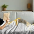 thumbnail image 3 of Seashells Soft Flannel Fleece Blanket, Shells and Starfish Reflection Water Golden Yellow Spa Clear Beach Theme, Cozy Plush for Indoor and Outdoor Use, 50" x 70", Earth Yellow Cream, by Ambesonne, 3 of 5