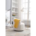 thumbnail image 3 of 360° Swivel Barrel Chair with Black Round Swivel Base, Teddy Fabric Accent Armchair for Living Rooms Dining Rooms Bedrooms,  Ivory, 3 of 9