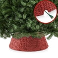 thumbnail image 4 of 24-Inch Water Hyacinth Christmas Tree Collar, Woven Tree Base Cover with Cord Cut Out, Red, 4 of 6