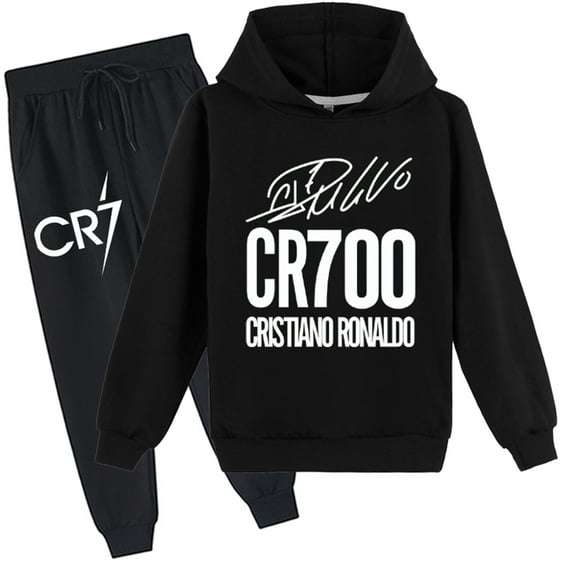 Boys 2 Piece Clothing Set-Cristiano Ronaldo Pullover Hoodies and Jogger Pants Sets-Casual Athletic Outfits for Teen