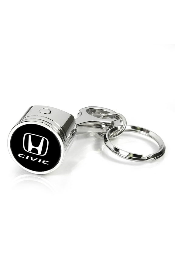 Honda Civic Piston Style Chrome Metal Key Chain