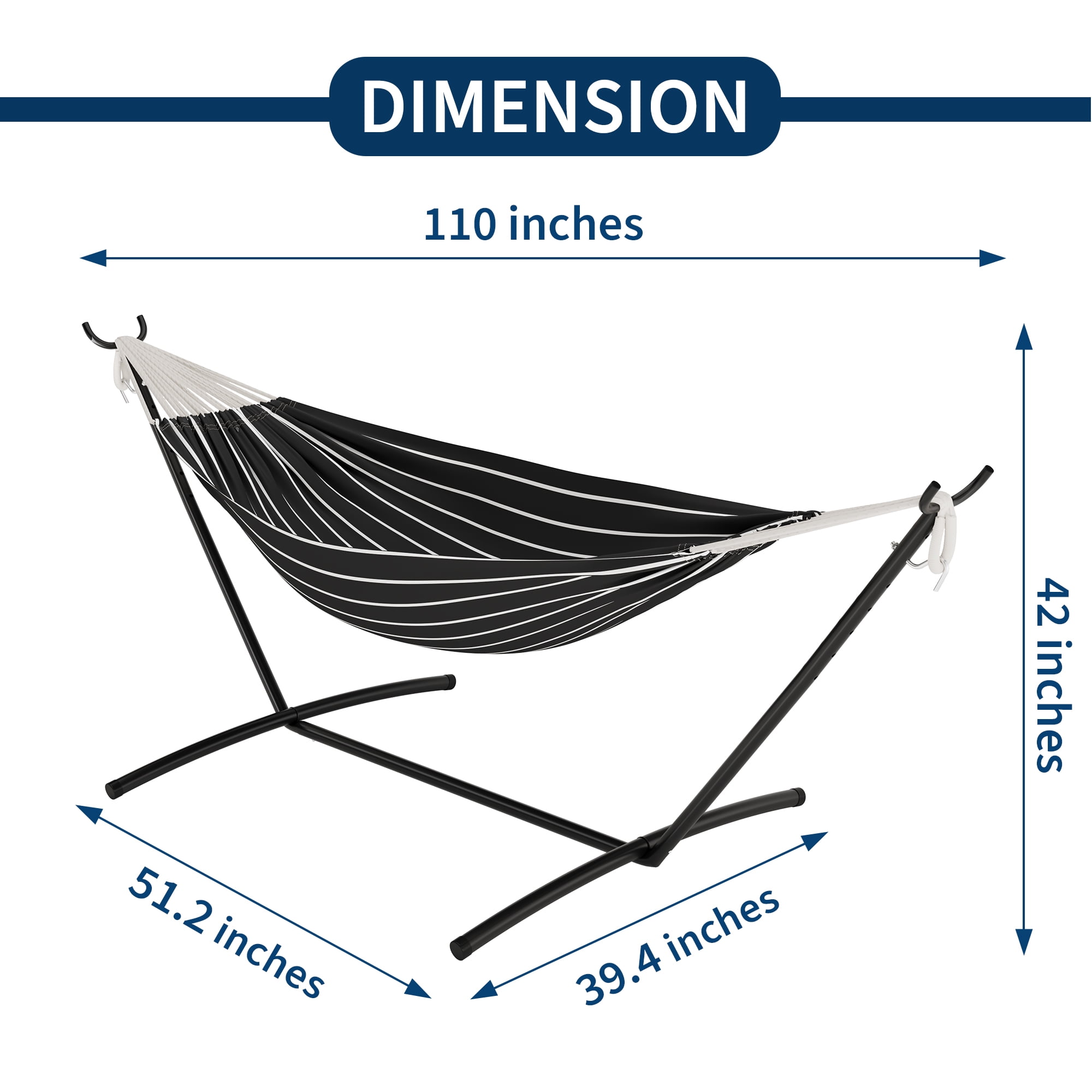 COZONY 2-Person Hammock with Steel Stand, 450lb Capacity, Portable Cotton Rope Bed, Carry Bag Included