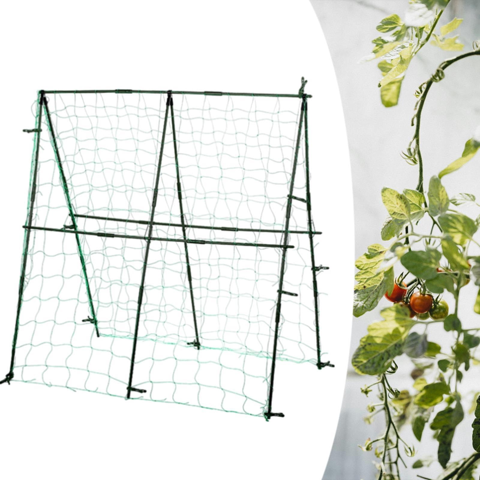 figatia Cucumber Trellis with Netting Sturdy Foldable Detachable Plant Grow Support A Frame Garden Trellis for Climbing Plants Garden