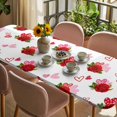thumbnail image 3 of Red Roses Table Cloths for 8 Foot Rectangle Tables, Valentine's Day Floral Love White Country Patio Waterproof Elastic Fitted Tablecloths, Washable Rectangular Table Cover for Camping, 3 of 8