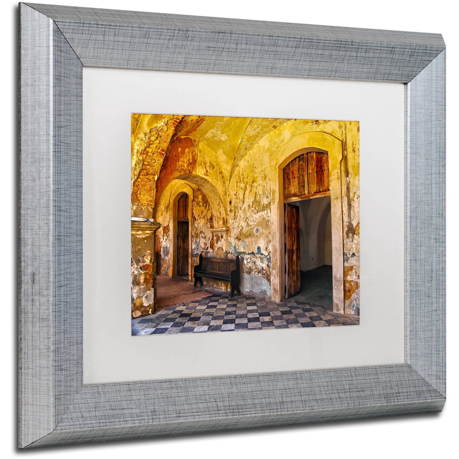 Trademark Fine Art "Castillo de San Felipe del Morro 1" Canvas Art by CATeyes, White Matte, Silver Frame