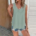 thumbnail image 2 of Women Eyelet Tanks Fashion Curved Neck Tops Casual Sleeveless Pullover Blouses Summer Solid Shirt, 2 of 6