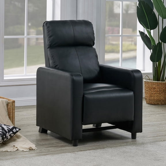 Miekor Furniture Black Upholstered Push-Back Recliner B5A1271