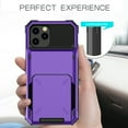 thumbnail image 7 of Card Holder Case for iPhone 12 Pro Max 6.7" 2021, Allytech Hard PC Back and Soft Silicone Rubber Inner Hybrid Anti-Scratch Shockproof Hidden Wallet Credit Card Storage Flip Back Cover, Purple, 7 of 7