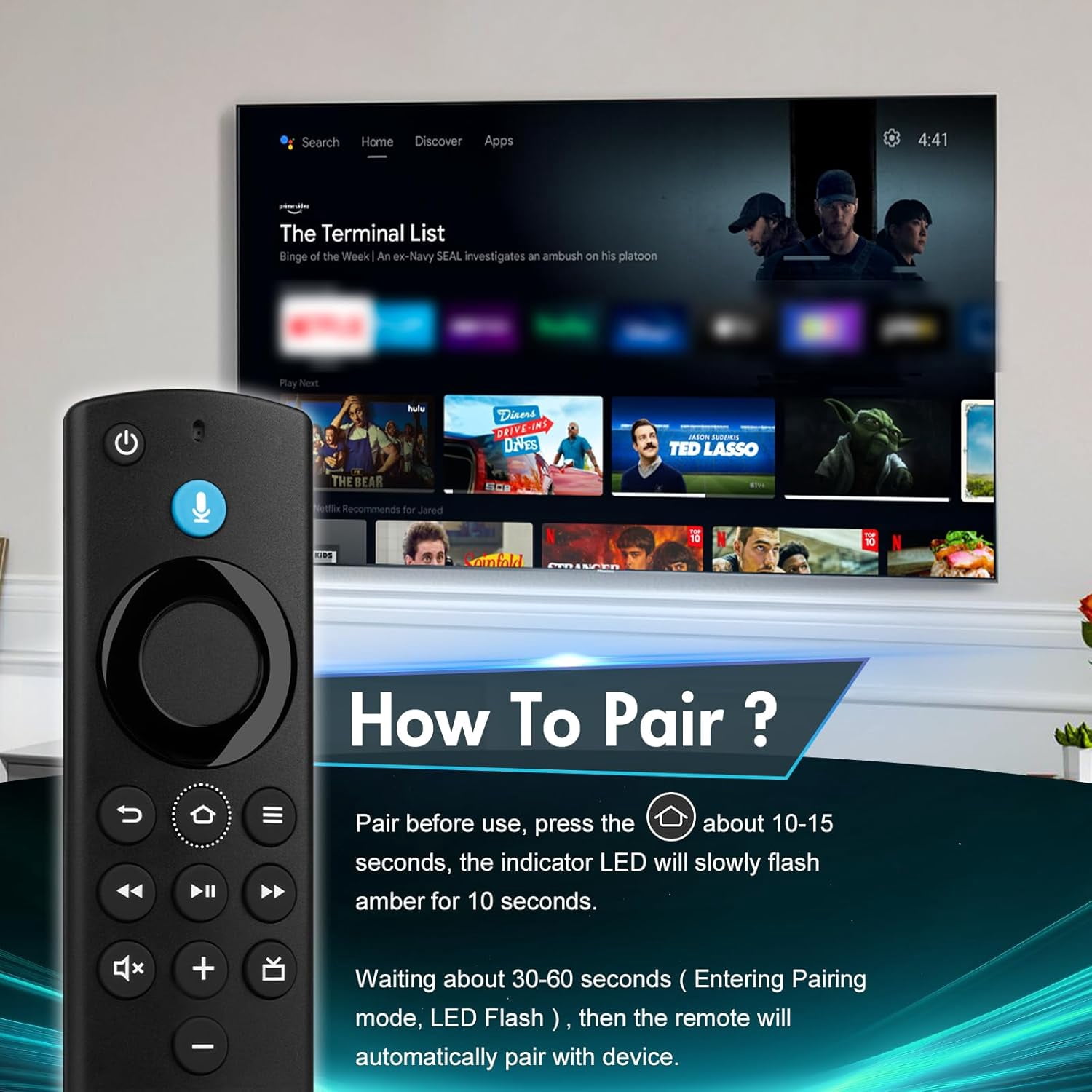 Replacement Voice Remote Control for Fire Smart TVs , Compatible with FireStick 2nd/3rd Gen/Lite/HD, TV Stick 4K 1st/2nd Gen/Max/Plus, TV Cube 1st/2nd/3rd Gen, Insignia/TCL/Pioneer Fire Smart TVs