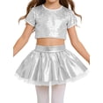thumbnail image 3 of Doomiva Kids Girls' Shiny Dance Scooter Skirts Metallic Skater Skorts Performance Dance Outfits Sparkly Tutu Silver 14, 3 of 6