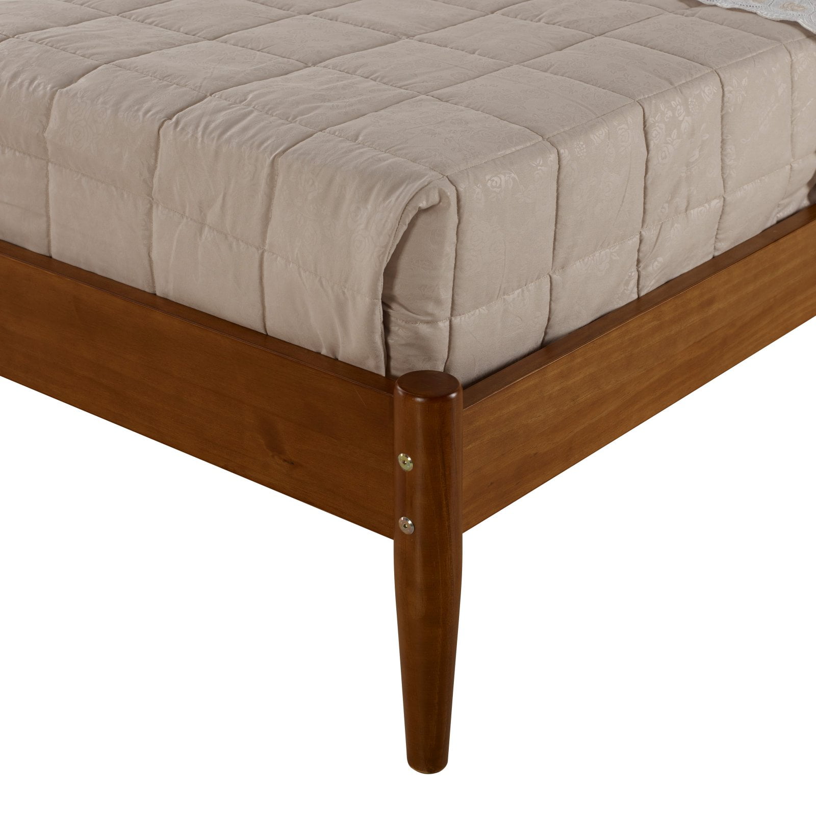 Mid-Century Panel Bed - King Size - Castanho Finish 100% Solid Wood