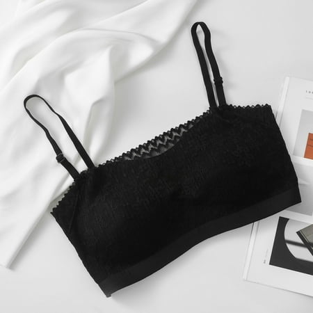 TrendVibe365 Bandeau Bra Women Tube Top Stretchy Wireless Push up Seamless Bralette Padded Multiway Convertible Straps Adjustable Spaghetti Strap Bustier Crop Cami Top Comfortable Lingerie Black XL