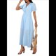 thumbnail image 3 of Vestido Midi Informal de Verano para Mujer, con Mangas Abullonadas, Escote en V, Fruncido, Botones Al Frente, Abertura, Estilo Bohemio, 2025 Azul L, 3 of 10