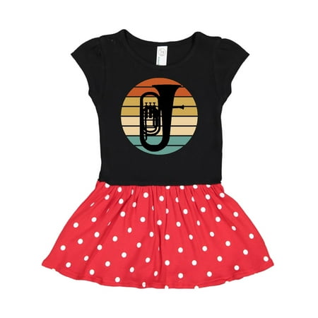 

Inktastic Tuba Music Retro Sunset Silhouette Gift Toddler Girl Dress