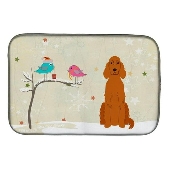 Christmas Presents between Friends Irish Setter Dish Drying Mat