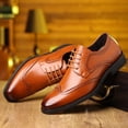 thumbnail image 2 of Men's Brogue Wingtip Formal Leather Dress Shoes Lace Up Non Slip Wedding Business Oxford Shoes, 2 of 5