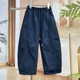 thumbnail image 6 of Qingpeng Girls Wide Leg Pants High Waist Drawstring Striped Cuffs Lightweight Wrinkled School Outdoor Casual Spring Summer Long Pants for Kids, 6 of 7