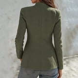 Jovrlynd Women's Military Jacket Zip Up Pockets Stand Collar Formal ...