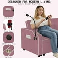 thumbnail image 5 of Convertible Pink Sofa Bed with Cup Holders & USB Ports for Small Spaces, 5 of 10