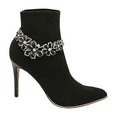thumbnail image 2 of Women Silver Metal Boot Chain Bracelet Shoe Black Flower Charm Anklet z024, 2 of 11