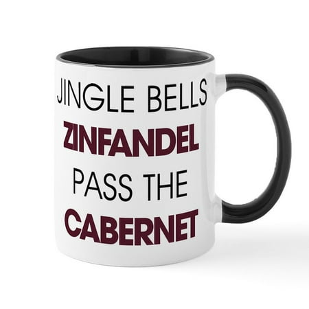 

CafePress - Funny Christmas And Wine - 11 oz Ceramic Mug - Novelty Coffee Tea Cup