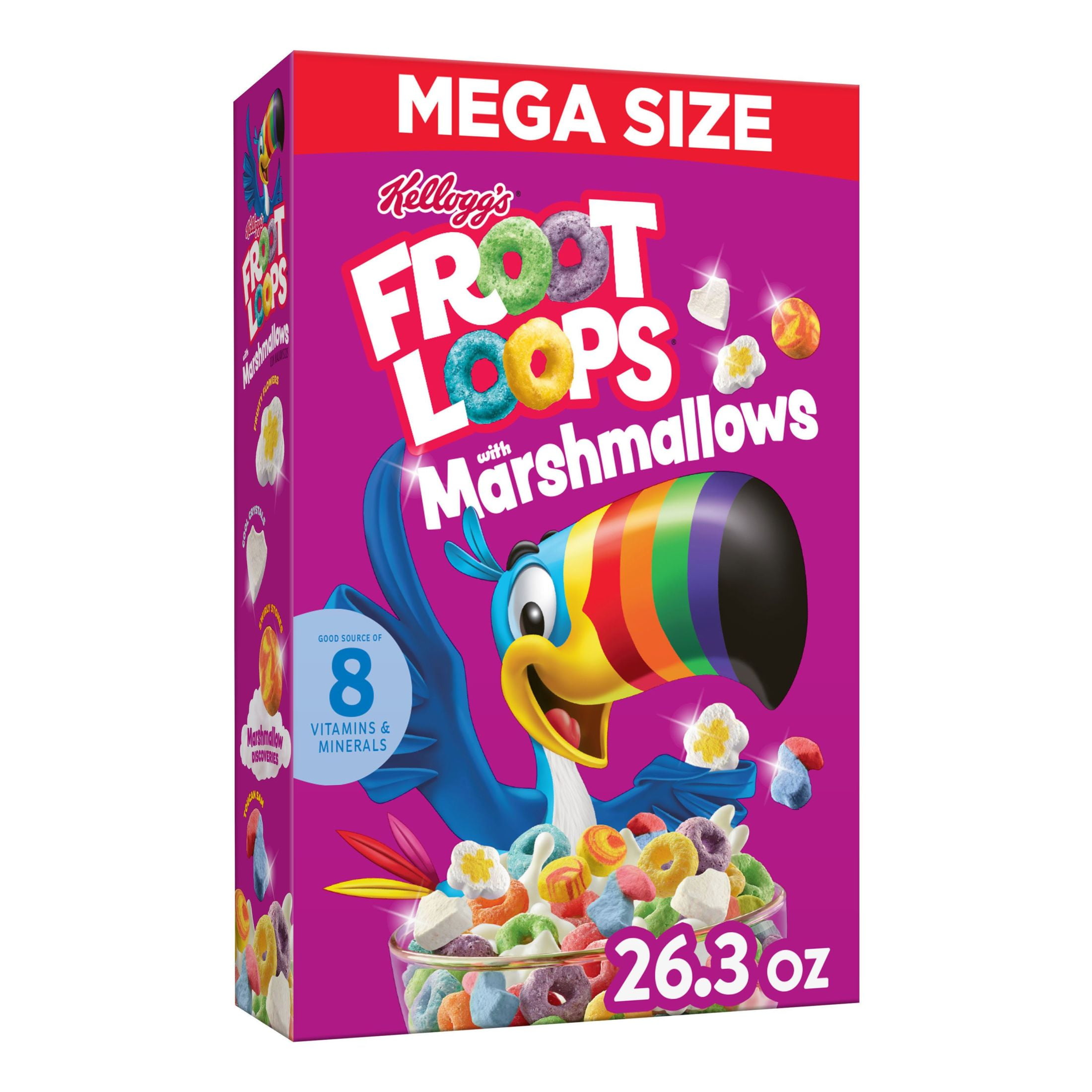  (Discontinued Version) Kellogg's Froot Loops Breakfast Cereal  with Fruity Shaped Marshmallows, Low Fat, 12.6 oz Box(Pack of 4): Cold  Breakfast Cereals