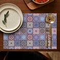 thumbnail image 5 of Boho Classic Tribal Style Flax Placemats Set of 4, 12x18 Inch Rustic Artistic Vintage Table Mats, Washable Earthy Ethnic Decor for Dining Table or Kitchen Space, 5 of 6