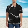 thumbnail image 2 of Fuzoiu Skeleton Playing Xylophone Print Hawaiian Shirt for Men, Summer Beach Casual Short Sleeve Button Down Shirts, Men’s Beach Summer Shirts with Pocket,Small, 2 of 7