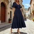thumbnail image 5 of Maxi Dresses for Women 2026, Beach Dresses for Women, Sundresses for Women, Summer Dresses, Casual V Neck Short Sleeve Flowy Tiered A Line Boho Long Dress, 5 of 6