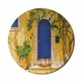 thumbnail image 1 of Yellow and Blue Mouse Pad for Computers, Traditional Greek House Door with Flowers and Tree Mediterranean Scenery, Round Non-Slip Thick Rubber Modern Mousepad, 8" Round, Multicolor, by Ambesonne, 1 of 2