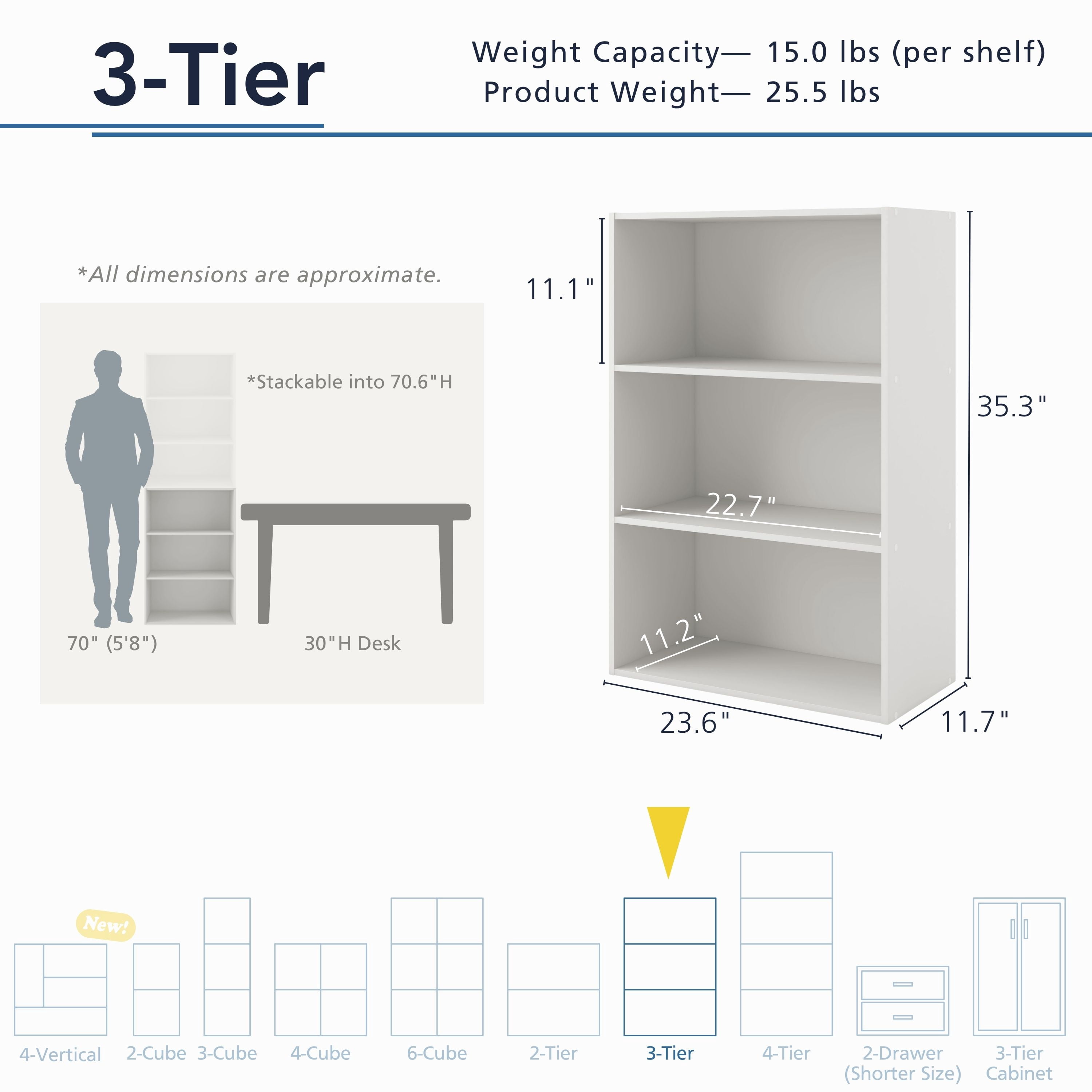 Furniture of America Seni Stackable Wood 3-Shelf Bookcase in Black