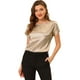 thumbnail image 1 of INSPIRE CHIC Blusa Elegante De Satén Para Mujer, Manga Corta, Cuello Barco, Estilo Vintage Beige XS, 1 of 5