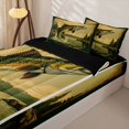 thumbnail image 3 of Manfei Western Pike Fish Zipper Twin Comforter Sets with Fitted Sheet and 2 Pillowcases, Rustic Lake House Zipper Bedding Set, Golden Gray, Black Reversible, 4pcs, 3 of 7