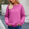 thumbnail image 2 of VNKIDY Women's Sweatshirt Street Style Solid Color Oversized Crewneck Sweatshirt Long Sleeve Loose Fit Pullover With Stitch Detail For Daily Wear Trendy Tops, 2 of 6
