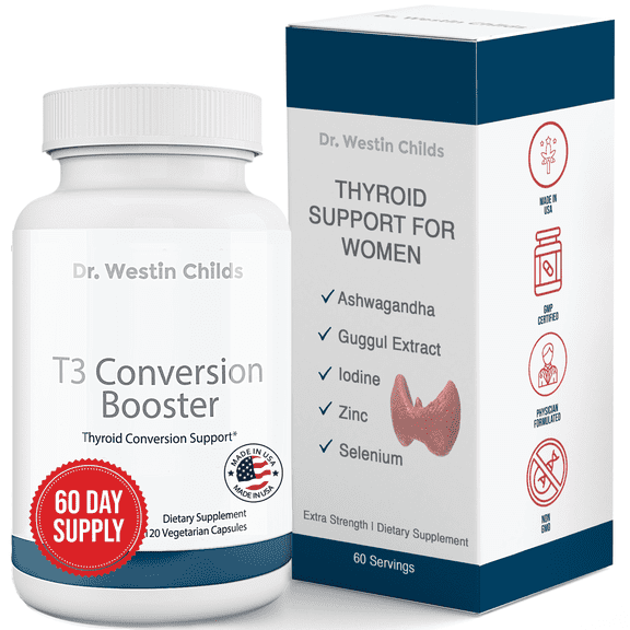 Dr. Westin Childs T3 Conversion Booster - Naturally Support T4 to T3 Conversion, Thyroid Biosynthesis, and Cellular Sensitivity - Non-GMO, GMP Certified, 60 Servings