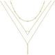 thumbnail image 1 of Collares en capas de oro para mujer, chapados en oro de 14 quilates, perlas de barra de revestimiento múltiple, disco, luna, mariposa, medallón, gargantilla ajustable en capas delicadas, 1 of 2