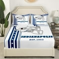 thumbnail image 3 of American Football City Bed Sheets Set Rugby Sports Sheet Set 3D Football Helmet Sheets Twin, Blue White Stripes Lines Stars Top Fitted Sheet + 1 Pillowcase (Indianapolis), 3 of 5