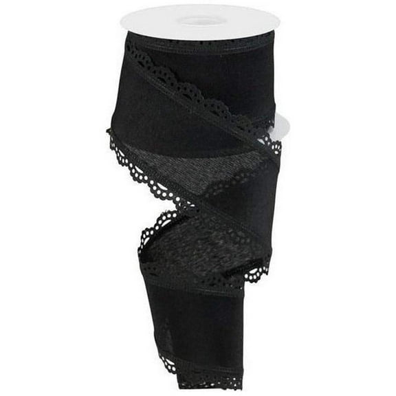 Craig Bachman 2.5" Scalloped Edge Ribbon: Black (10 Yard) Durable Fabric Wired Edge for Crafting, Elegant Floral Arrangements, Gift Wrapping, and Wreath Bow Making