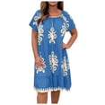 thumbnail image 3 of RWJDXD Robes d'Été Amples et Confortables pour Femmes, Imprimé Floral Bohème Tendance, Robe Longue à Manches Longues, 3 of 6