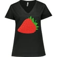thumbnail image 3 of Inktastic Strawberry Fruit Women's Plus Size V-Neck T-Shirt, 3 of 5