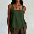 thumbnail image 5 of Women's Square Neck Sleeveless Top Cotton linen Casual Going Out Loose Fit Tank Tops Side Tie Summer Blouse Beach Vacation Shirt, M, 5 of 8