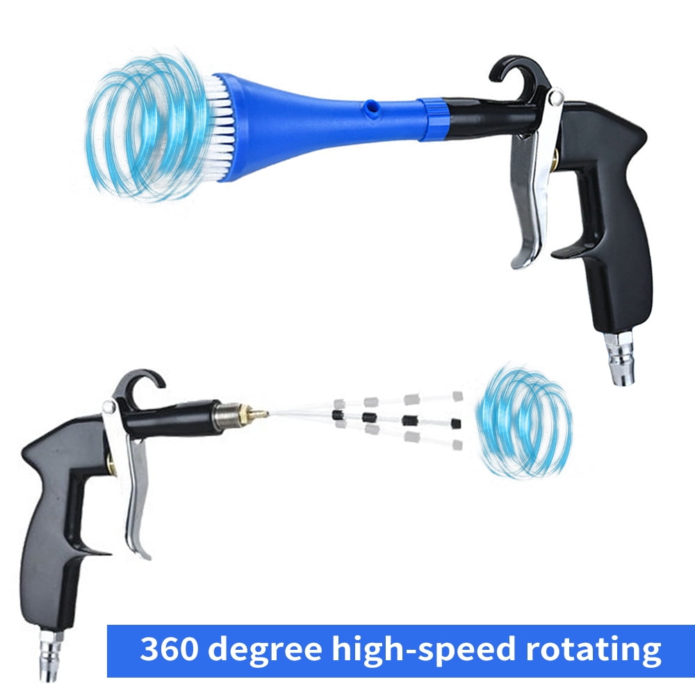 Car Cleaning Gun Tools Air Blow Gun Dry Brush Cleaning Gun With 2 Nozzles 1/4inch Air Inlet Adapter 360 Degree Rotate Tube For Car Interior Cleaning Blows Away Dirt, Debris And Pet