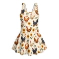 thumbnail image 3 of Xoenoiee Rooster Chicken Egg Sunflower Print Girls' Sleeveless Swimsuit with Skirt, One-Piece Ruffle Swim Dress for Toddler Little Kids, Quick Dry Bathing Suit Swimwear, Size 6-7 Years, 3 of 7