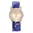 thumbnail image 1 of LVPAI Simple Moda Casual Impresión Tela Vendaje Gato Rhinestones Mujer Reloj De Cuarzo Azul, 1 of 3
