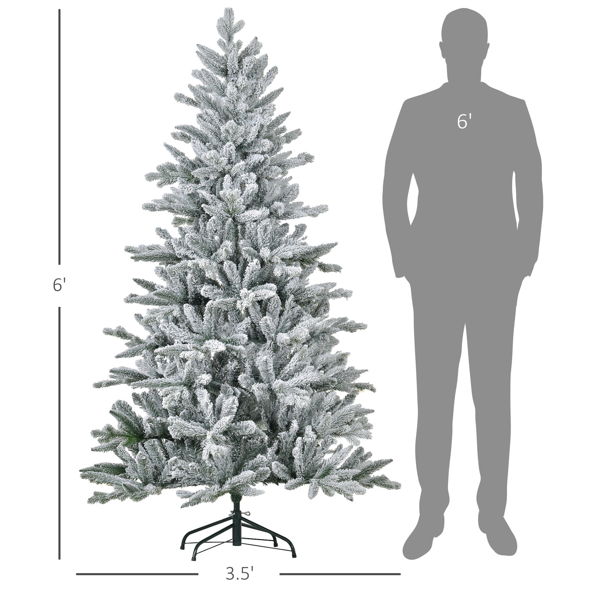 6ft Snow Flocked Christmas Tree 994 Tips Quick Setup Flame Retardant Indoor Holiday Decor
